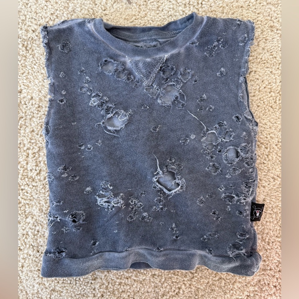 Nununu distressed grey tank 2-3T